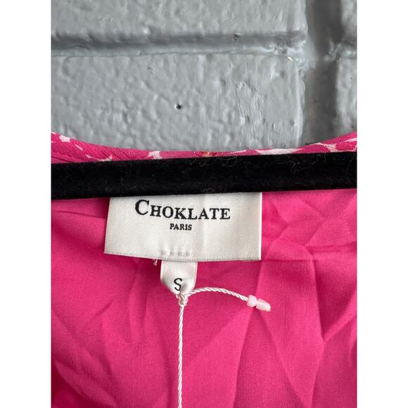 Chokolate Paris Floral Metallic Midi Dress size S - Picture 3 of 4